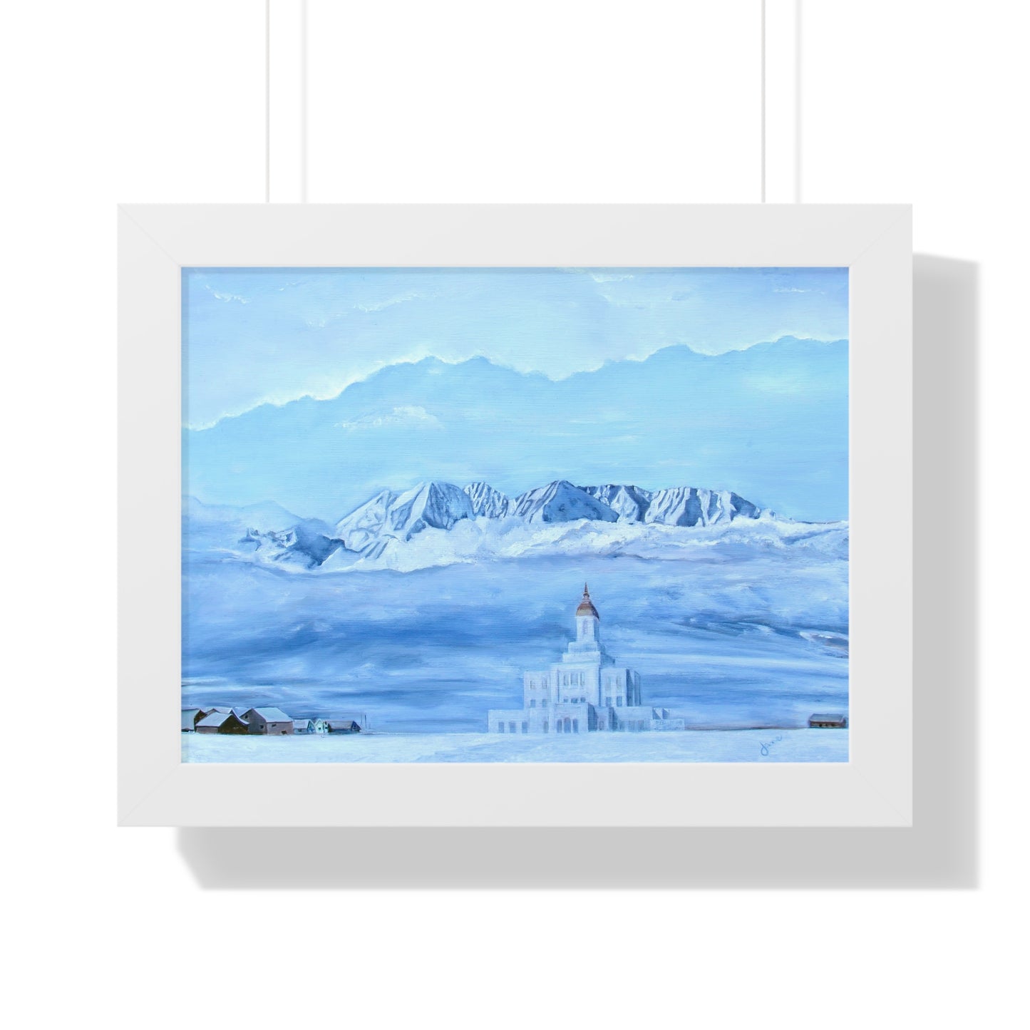 Premium Matte Print--Framed, Deseret Peak Temple-Hope in the Bleak of Winter, by Jane Autry