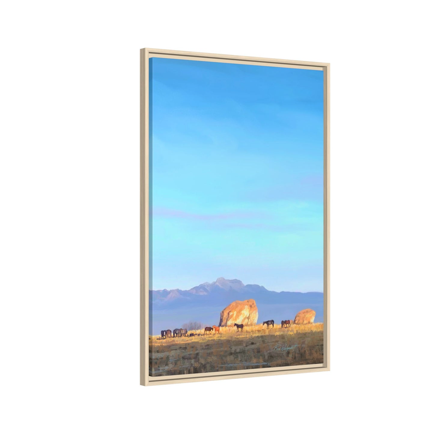 Framed Matte Canvas Print — Horses at Adobe by Rod Walgamott