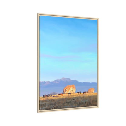 Framed Matte Canvas Print — Horses at Adobe by Rod Walgamott