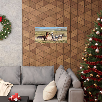 Poster - Wild Horses Fighting in Rush Valley, Utah