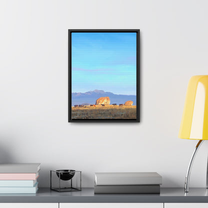 Framed canvas Wrap, Horses at Adobe Rock, by Rod Walgamott