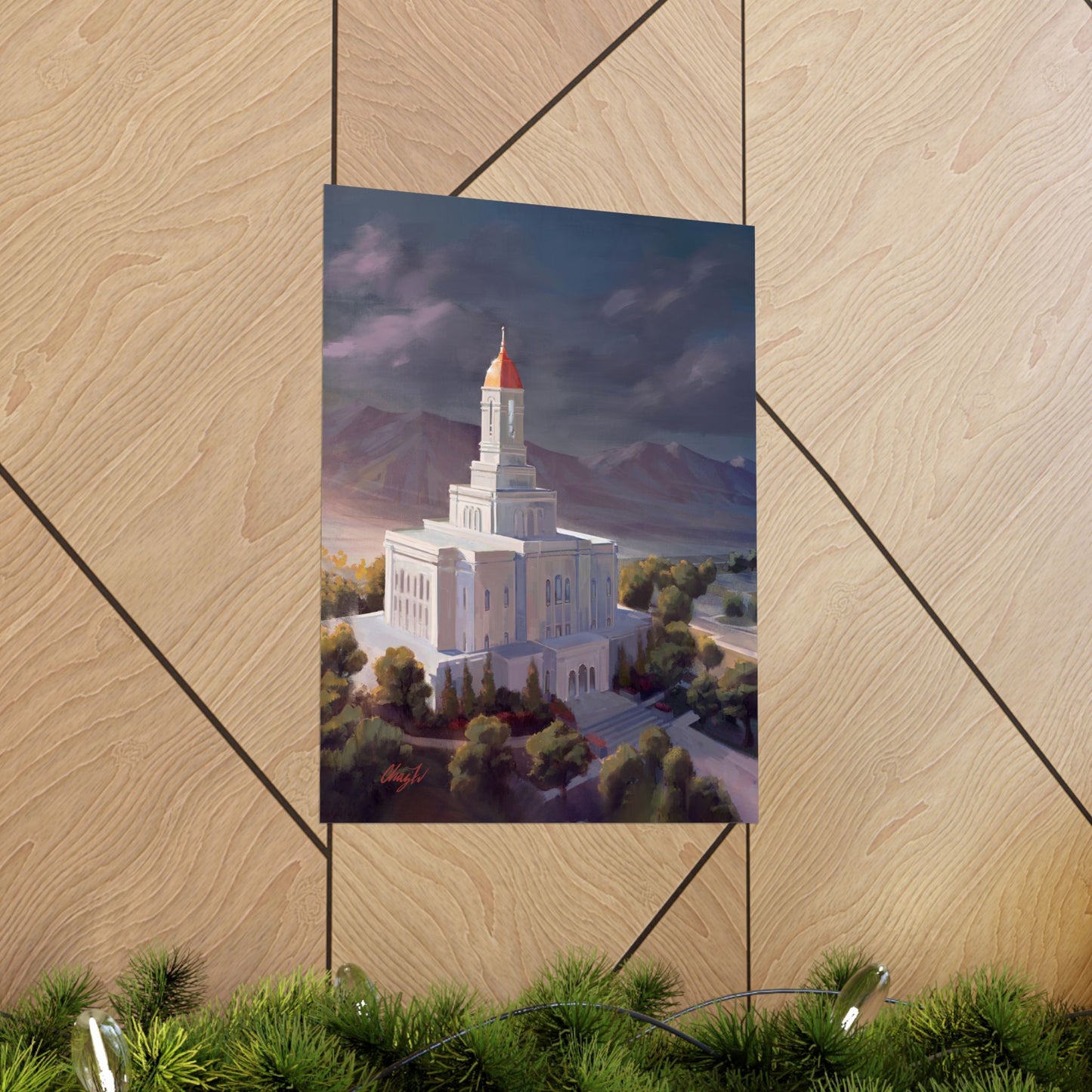 Premium Matte Paper Print, Deseret Peak Temple, After the Storm, by Chaz Walgamott