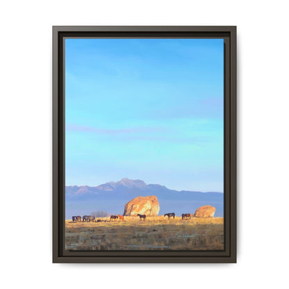 Framed Matte Canvas Print — Horses at Adobe by Rod Walgamott