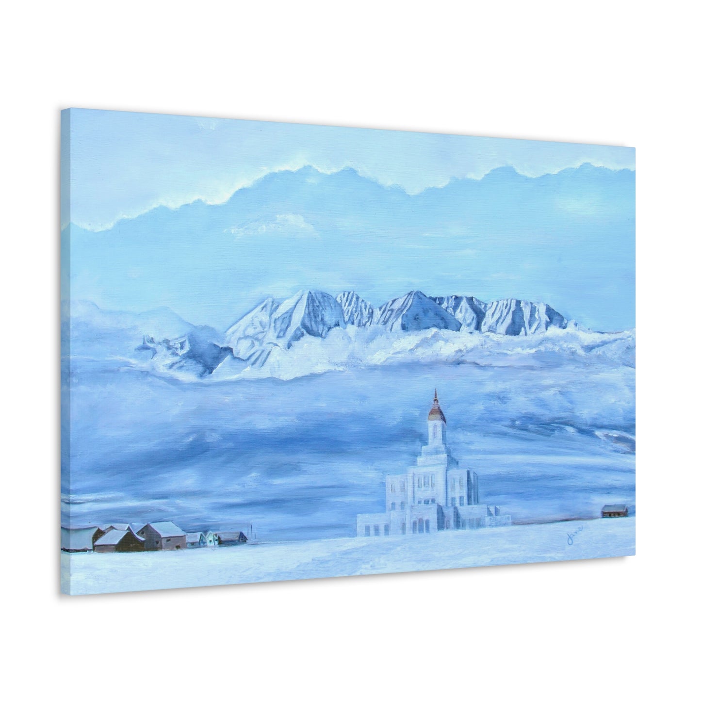Deseret Peak Temple--Hope in the Bleak of Winter, by Jane Autry, Canvas Gallery Wrap