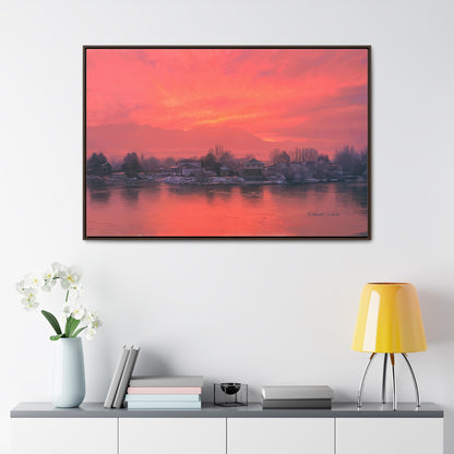 Canvas Wrap in Wood Frame, Frosty Sunrise on Stansbury Lake, by Rod Walgamott