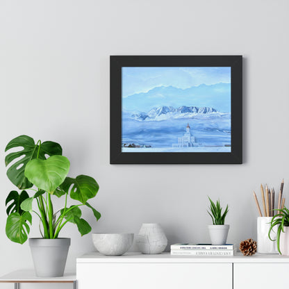 Premium Matte Print--Framed, Deseret Peak Temple-Hope in the Bleak of Winter, by Jane Autry