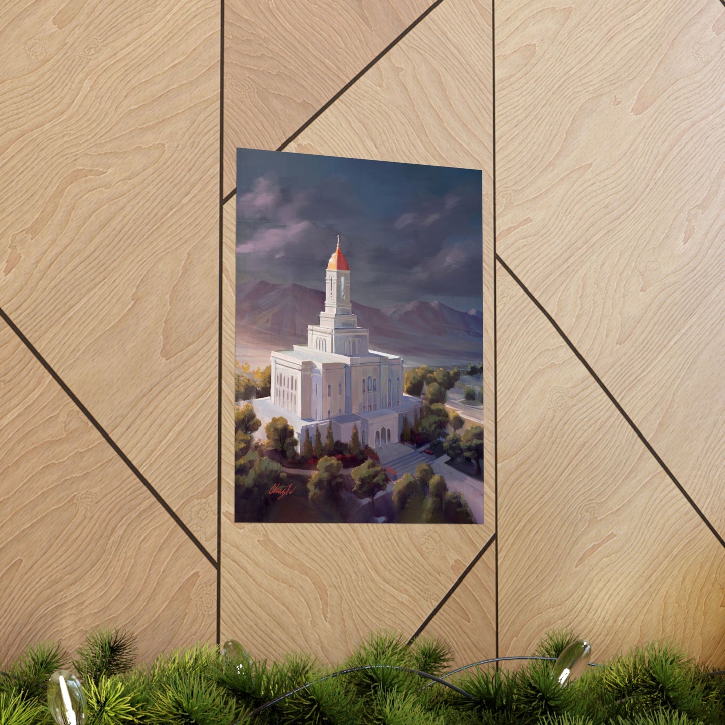 Premium Matte Paper Print, Deseret Peak Temple, After the Storm, by Chaz Walgamott