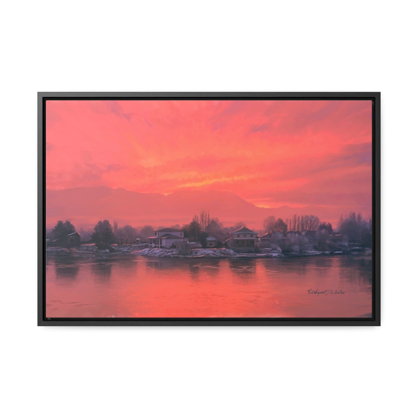 Canvas Wrap in Wood Frame, Frosty Sunrise on Stansbury Lake, by Rod Walgamott