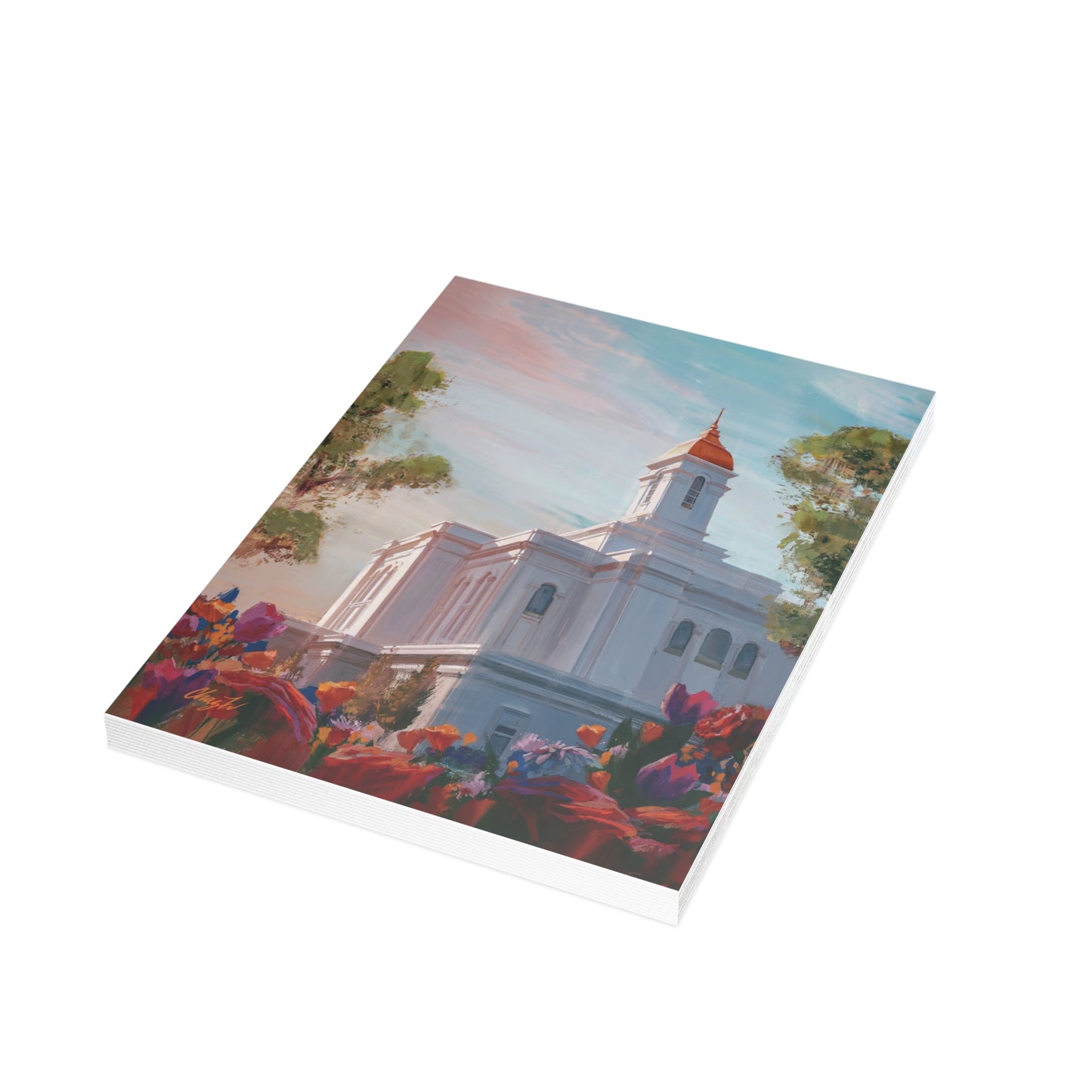 Temple Card Bundle (envelopes not included) Deseret Peak Temple-Spring Flowers