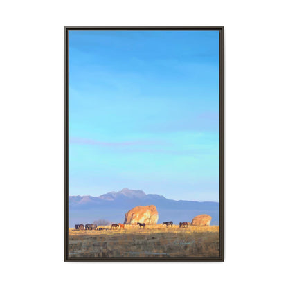 Framed Matte Canvas Print — Horses at Adobe by Rod Walgamott