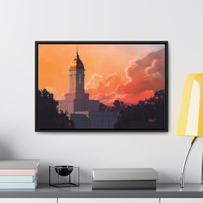 Stretched Canvas in Wood Frame--Deseret Peak Temple--Sunset by Chaz Walgamott