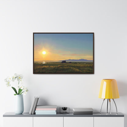 Canvas Wrap in Wood Frame, Adobe Rock Sunset, by Rod Walgamott