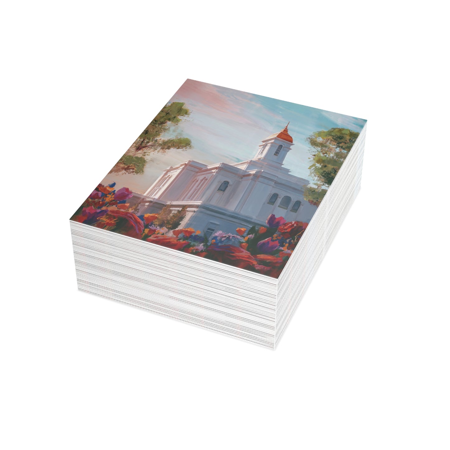 Temple Card Bundle (envelopes not included) Deseret Peak Temple-Spring Flowers