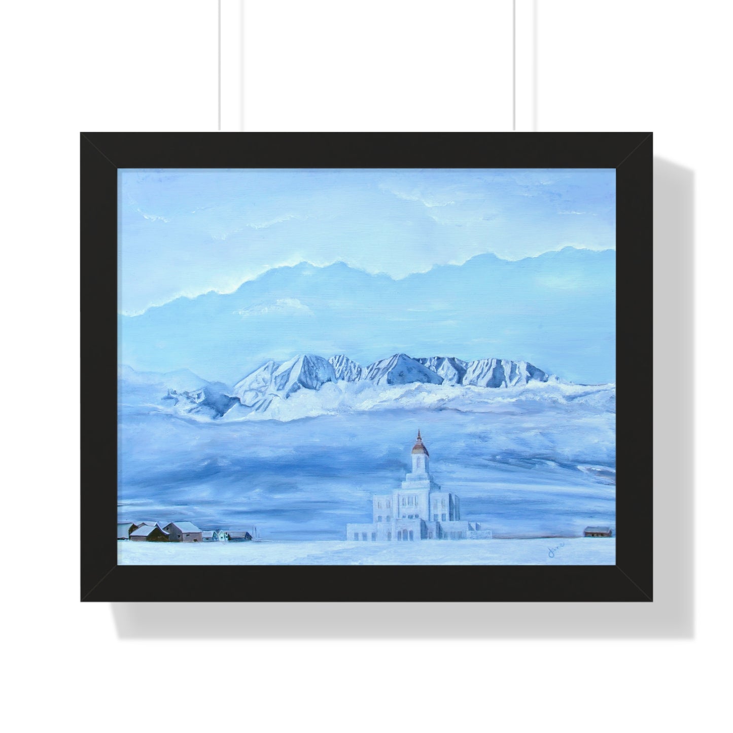 Premium Matte Print--Framed, Deseret Peak Temple-Hope in the Bleak of Winter, by Jane Autry