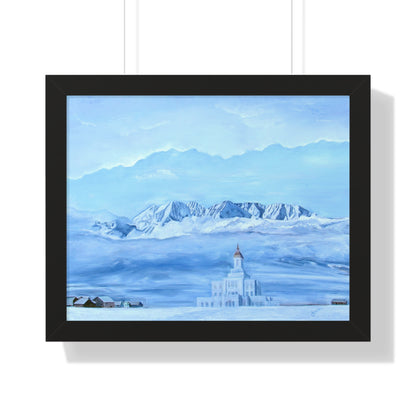 Premium Matte Print--Framed, Deseret Peak Temple-Hope in the Bleak of Winter, by Jane Autry