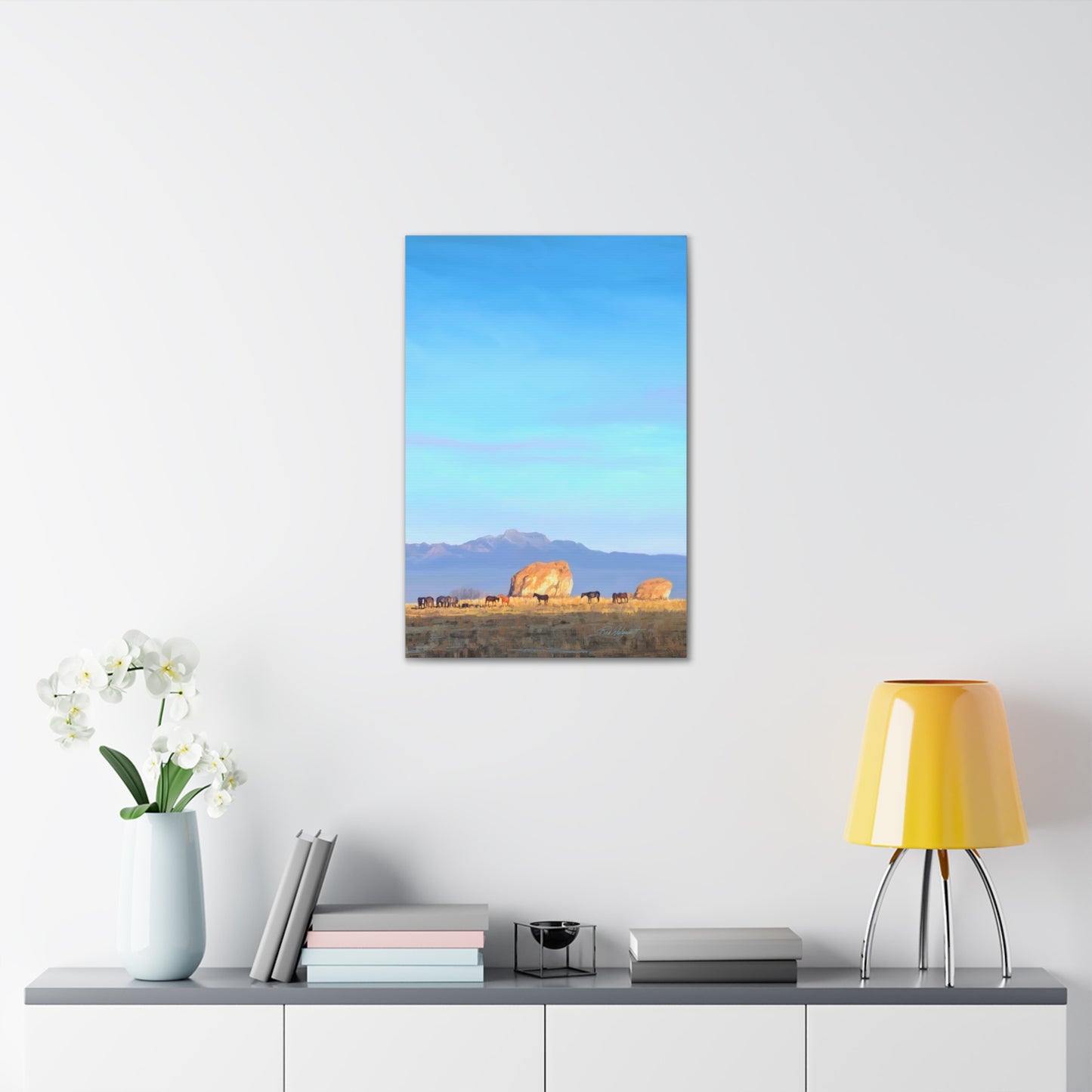 Canvas Gallery Wrap-Horses at Adobe Rock by Rod Walgamott