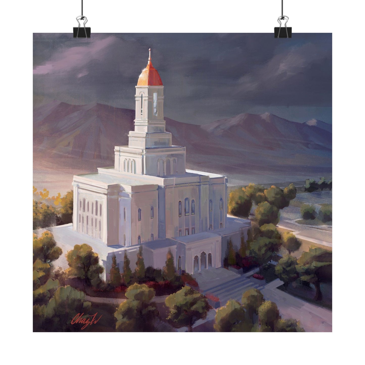 Premium Matte Paper Print, Deseret Peak Temple, After the Storm, by Chaz Walgamott