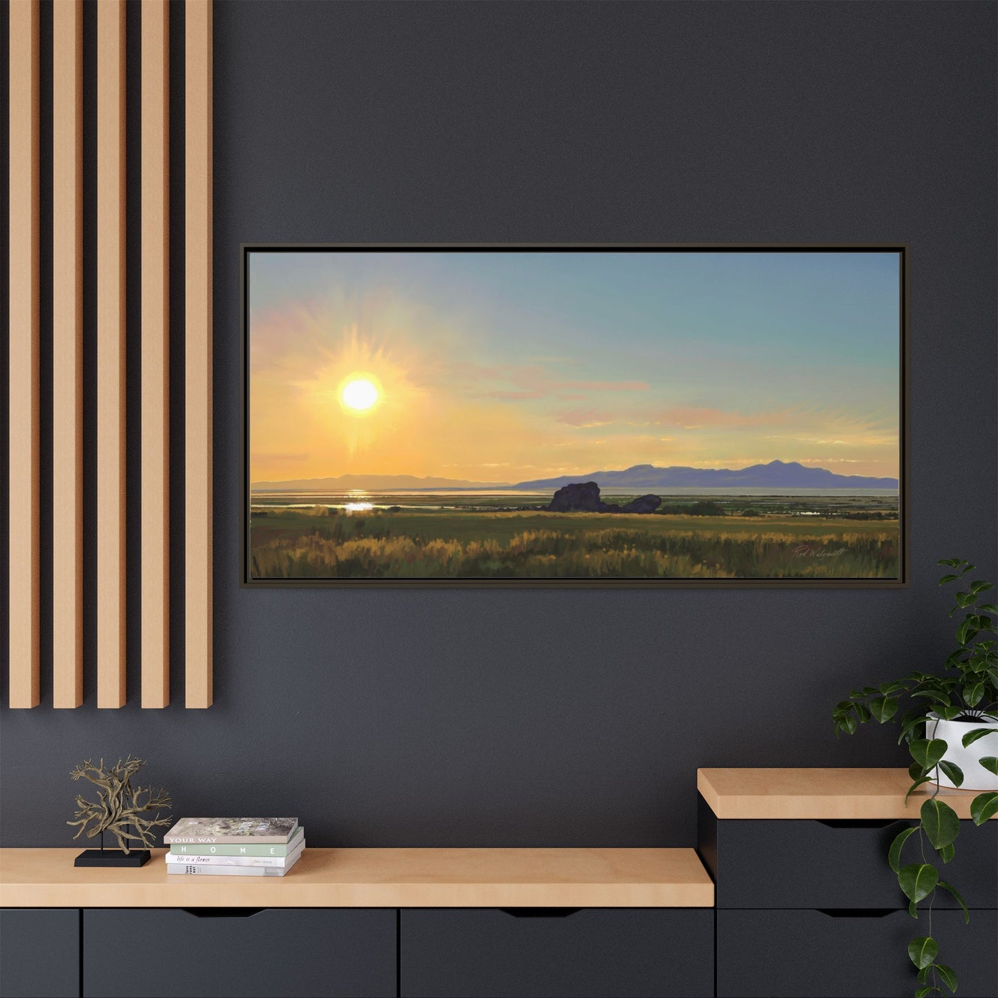 Framed Matte Canvas Print — Adobe Rock Sunset by Rod Walgamott