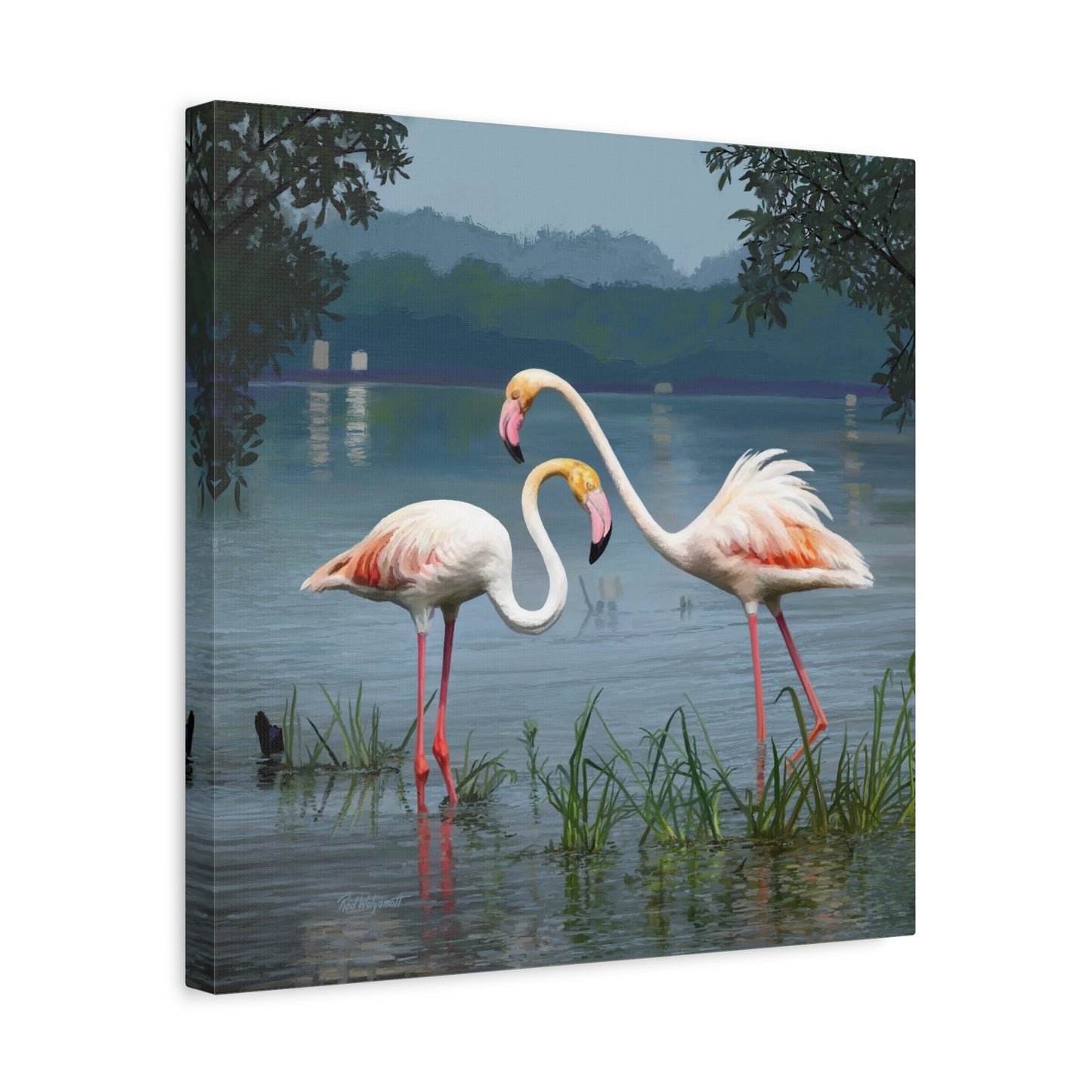 Canvas Gallery Wrap--Flamingo Dance, by Rod Walgamott