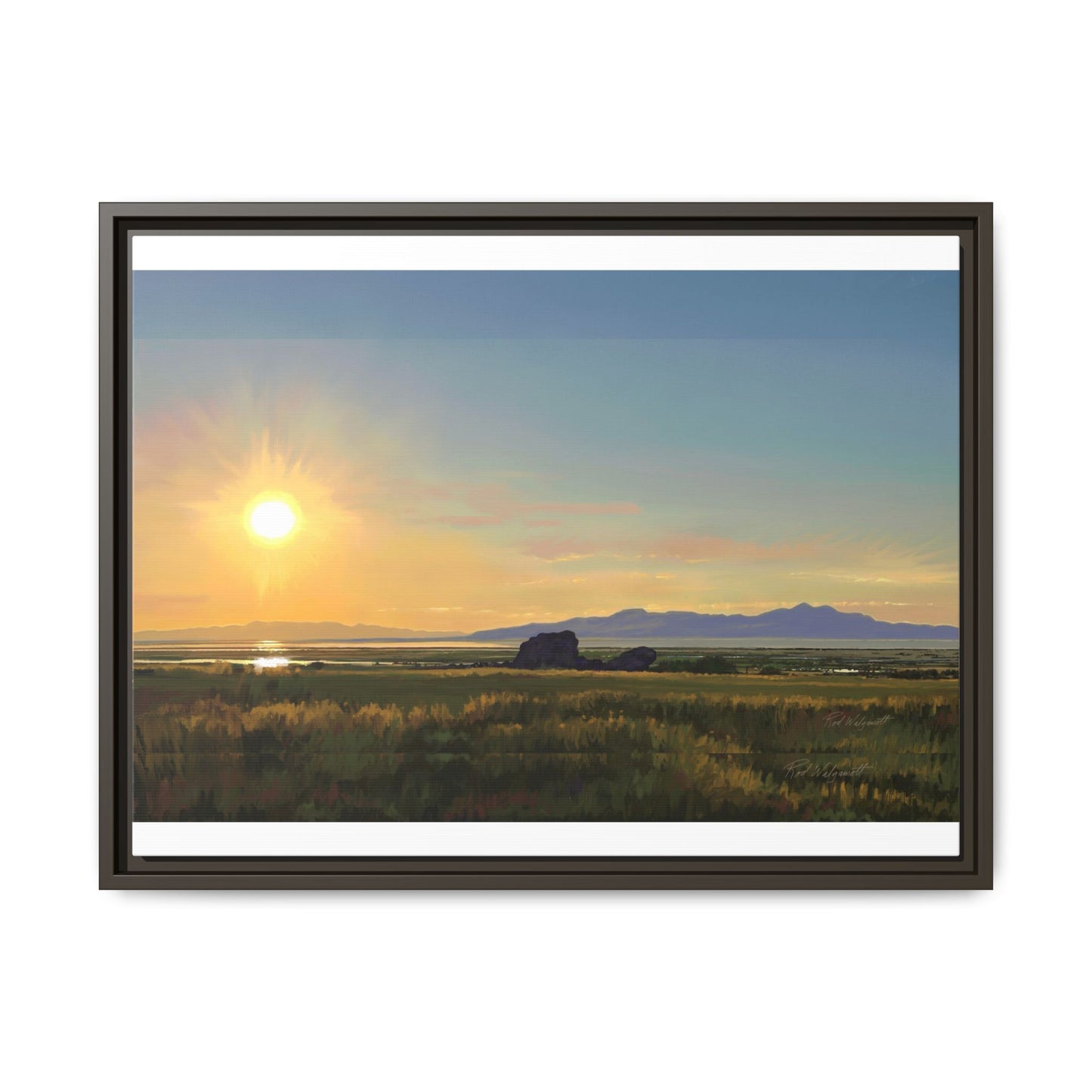 Framed Matte Canvas Print — Adobe Rock Sunset by Rod Walgamott