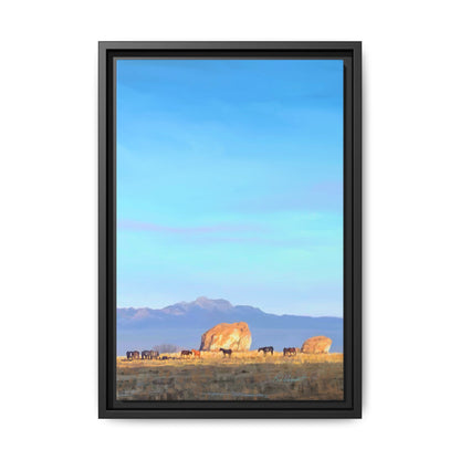 Framed Matte Canvas Print — Horses at Adobe by Rod Walgamott