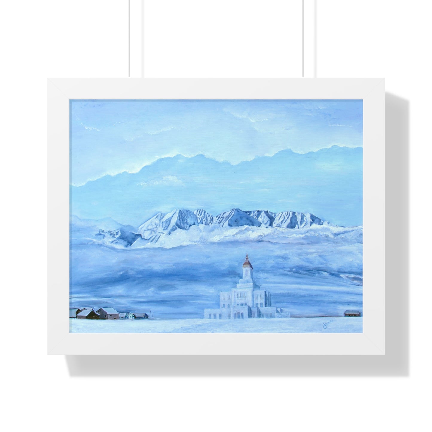 Premium Matte Print--Framed, Deseret Peak Temple-Hope in the Bleak of Winter, by Jane Autry