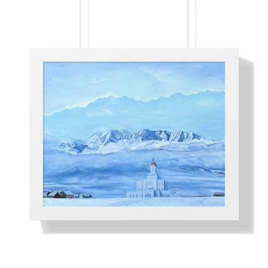 Premium Matte Print--Framed, Deseret Peak Temple-Hope in the Bleak of Winter, by Jane Autry