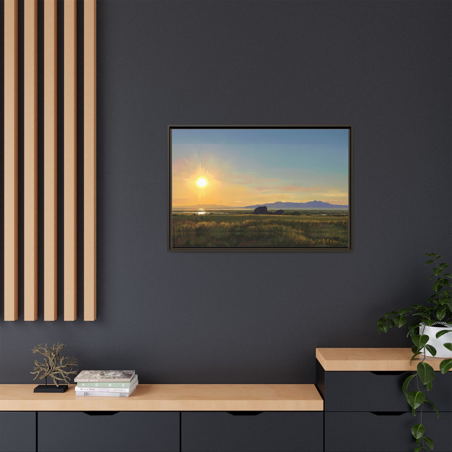 Framed Matte Canvas Print — Adobe Rock Sunset by Rod Walgamott