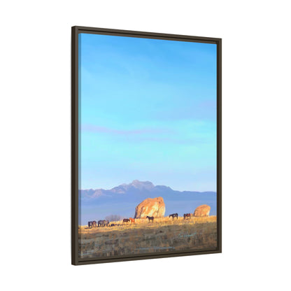 Framed Matte Canvas Print — Horses at Adobe by Rod Walgamott
