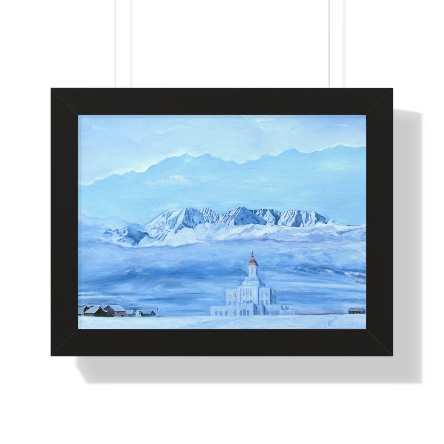 Premium Matte Print--Framed, Deseret Peak Temple-Hope in the Bleak of Winter, by Jane Autry