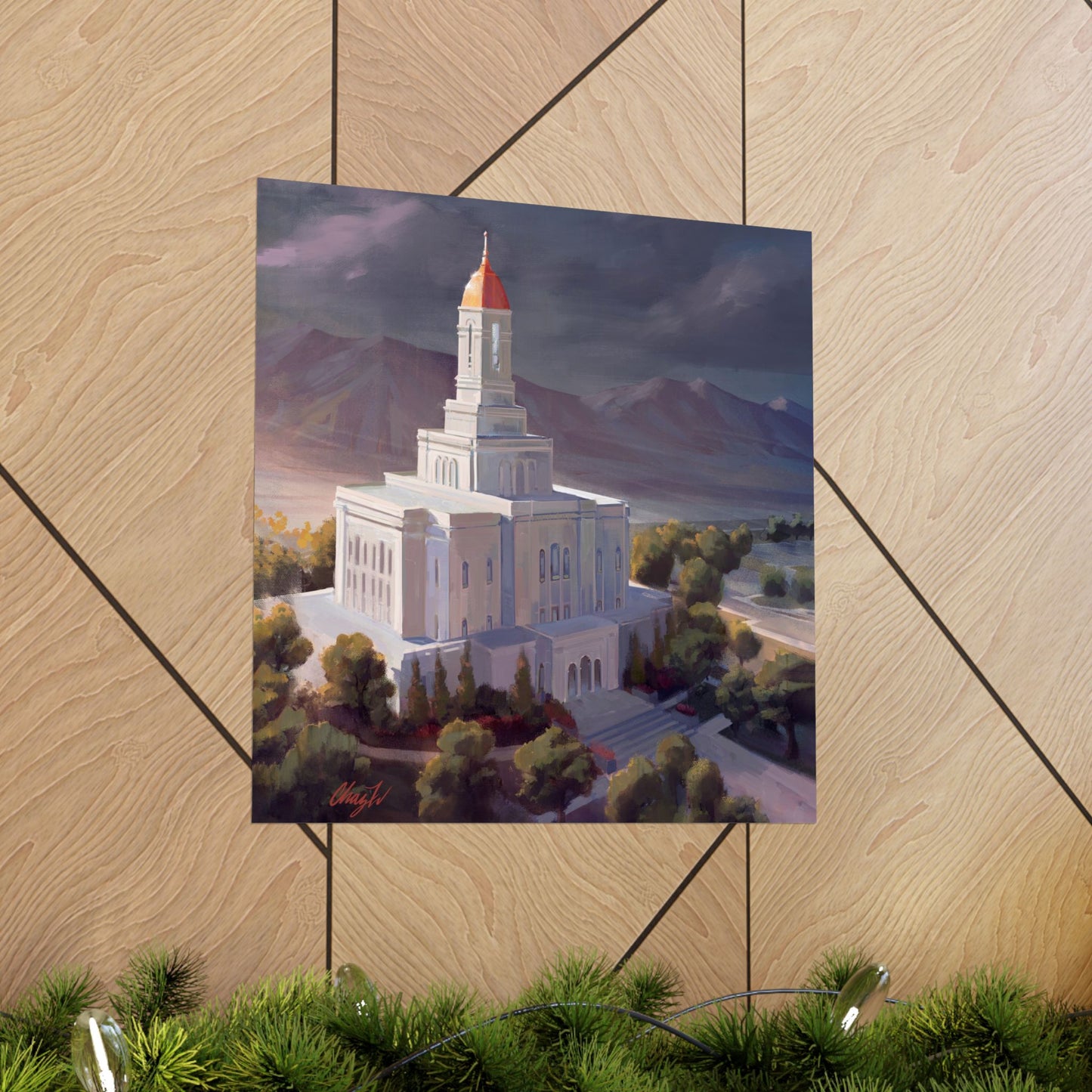 Premium Matte Paper Print, Deseret Peak Temple, After the Storm, by Chaz Walgamott