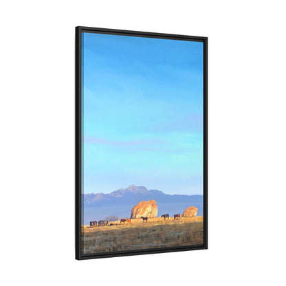 Framed Matte Canvas Print — Horses at Adobe by Rod Walgamott