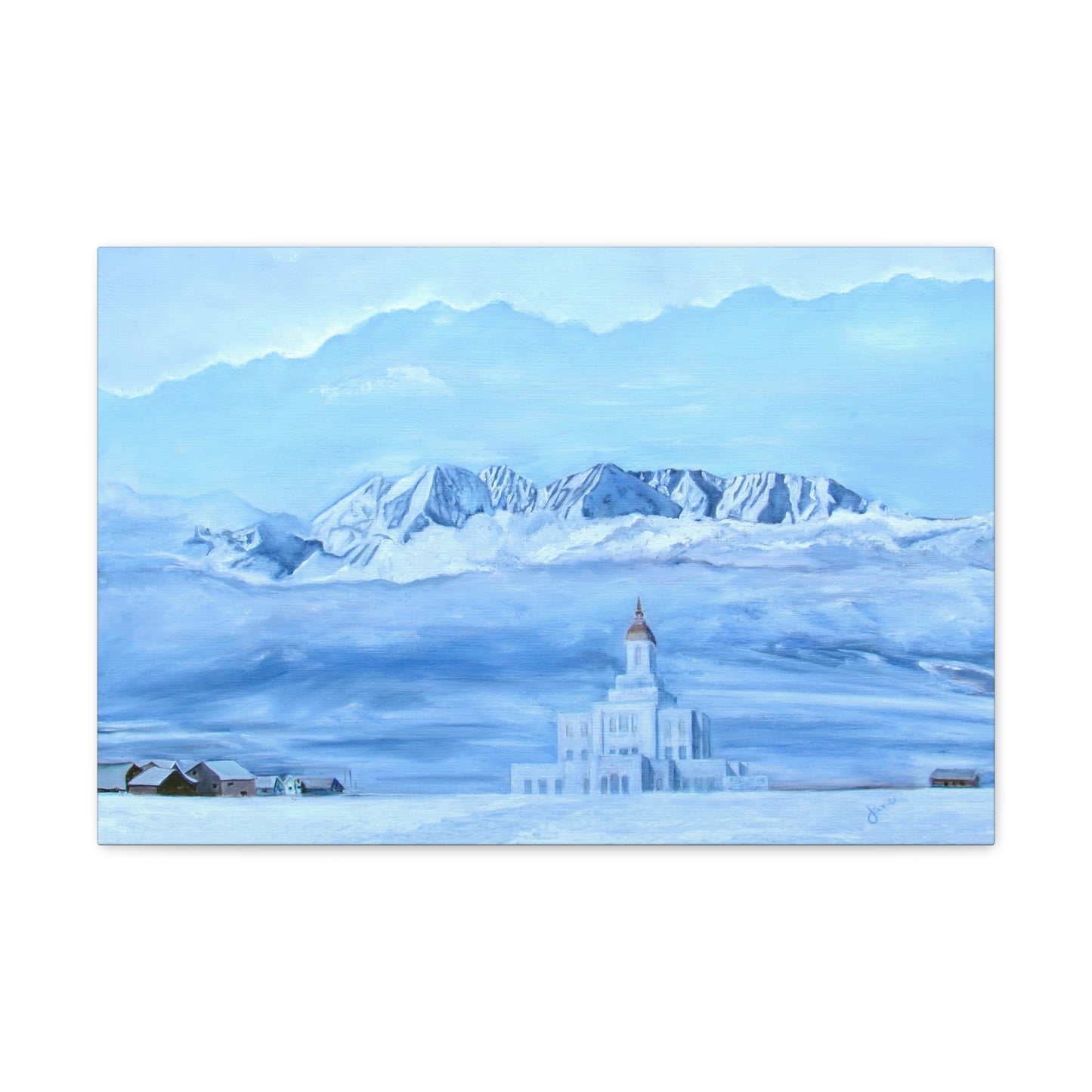 Deseret Peak Temple--Hope in the Bleak of Winter, by Jane Autry, Canvas Gallery Wrap