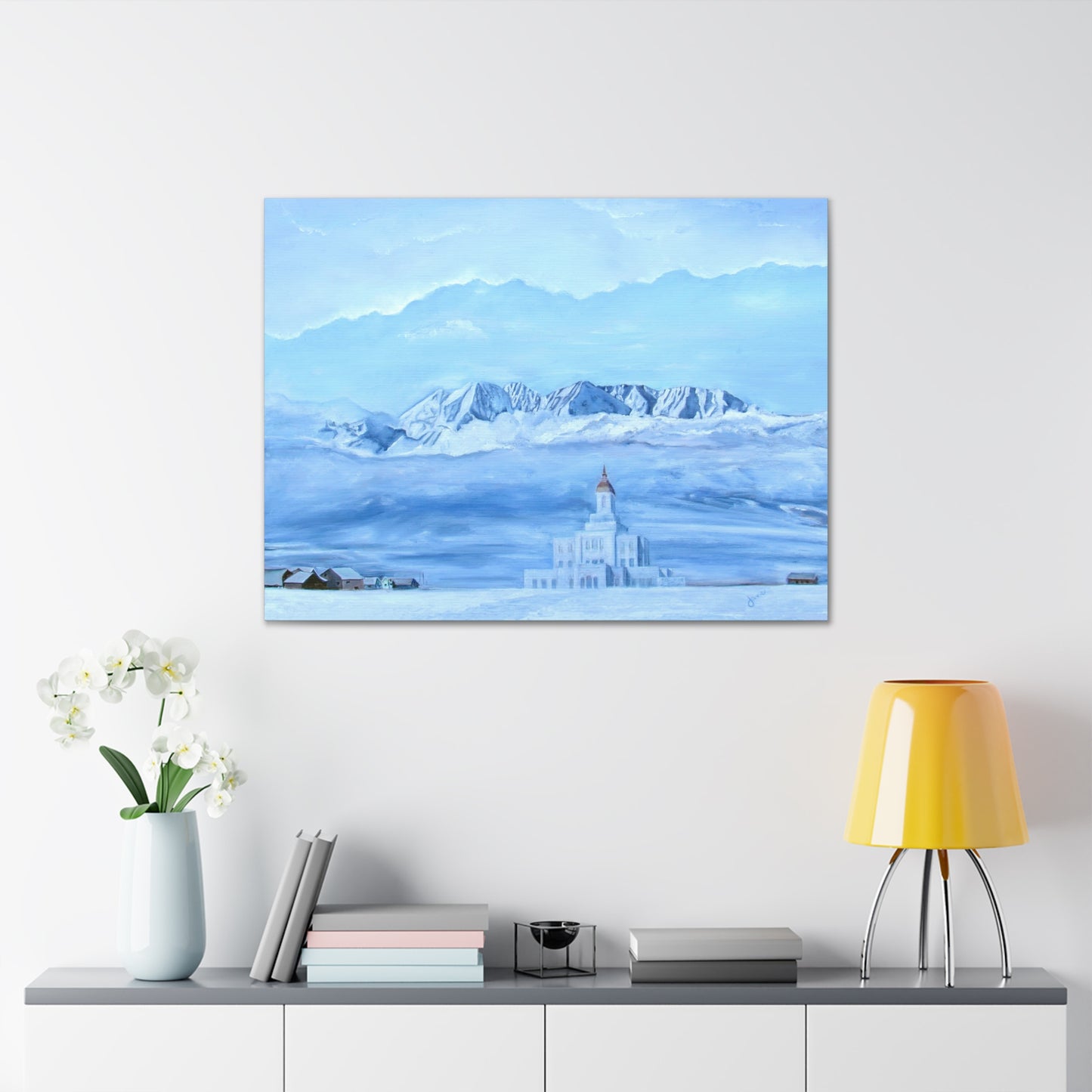 Deseret Peak Temple--Hope in the Bleak of Winter, by Jane Autry, Canvas Gallery Wrap