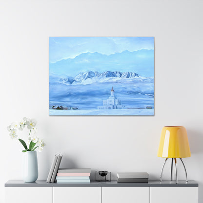 Deseret Peak Temple--Hope in the Bleak of Winter, by Jane Autry, Canvas Gallery Wrap