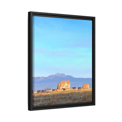 Framed Matte Canvas Print — Horses at Adobe by Rod Walgamott