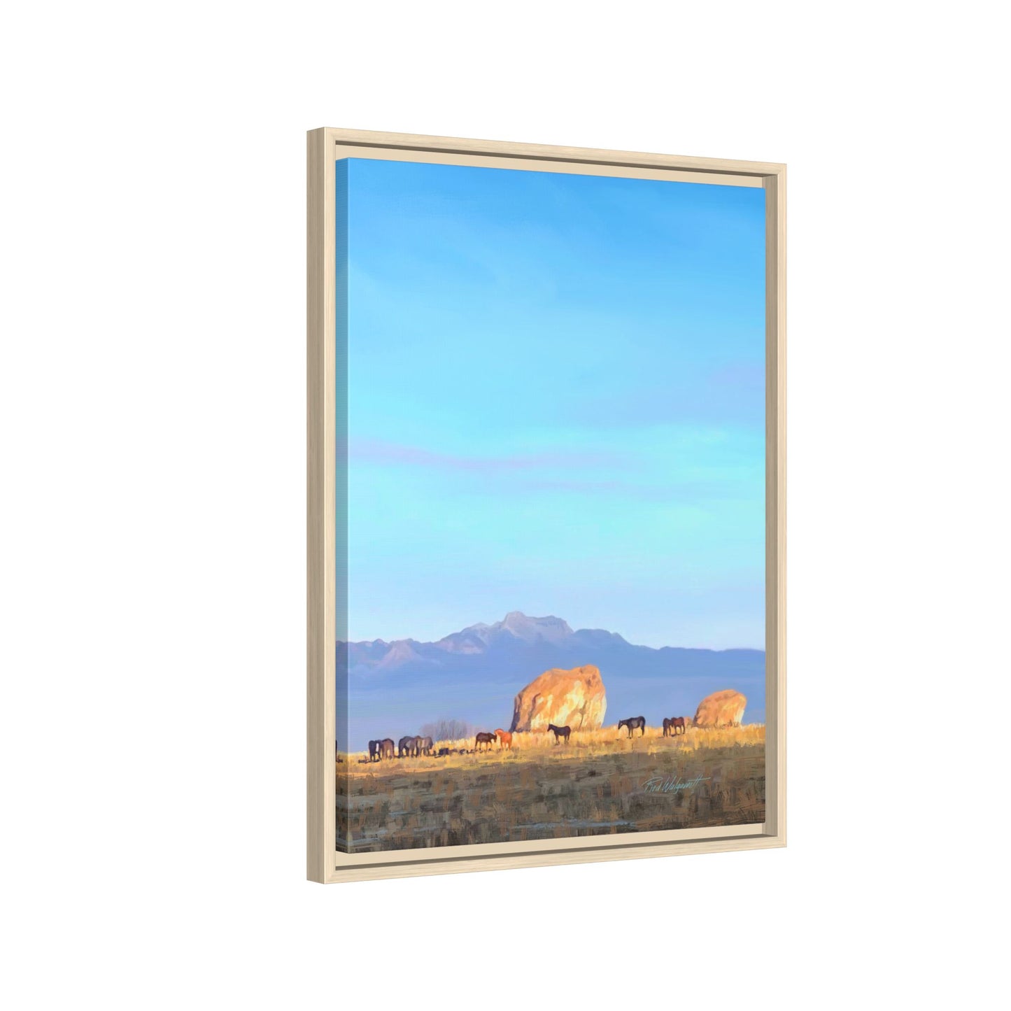 Framed Matte Canvas Print — Horses at Adobe by Rod Walgamott