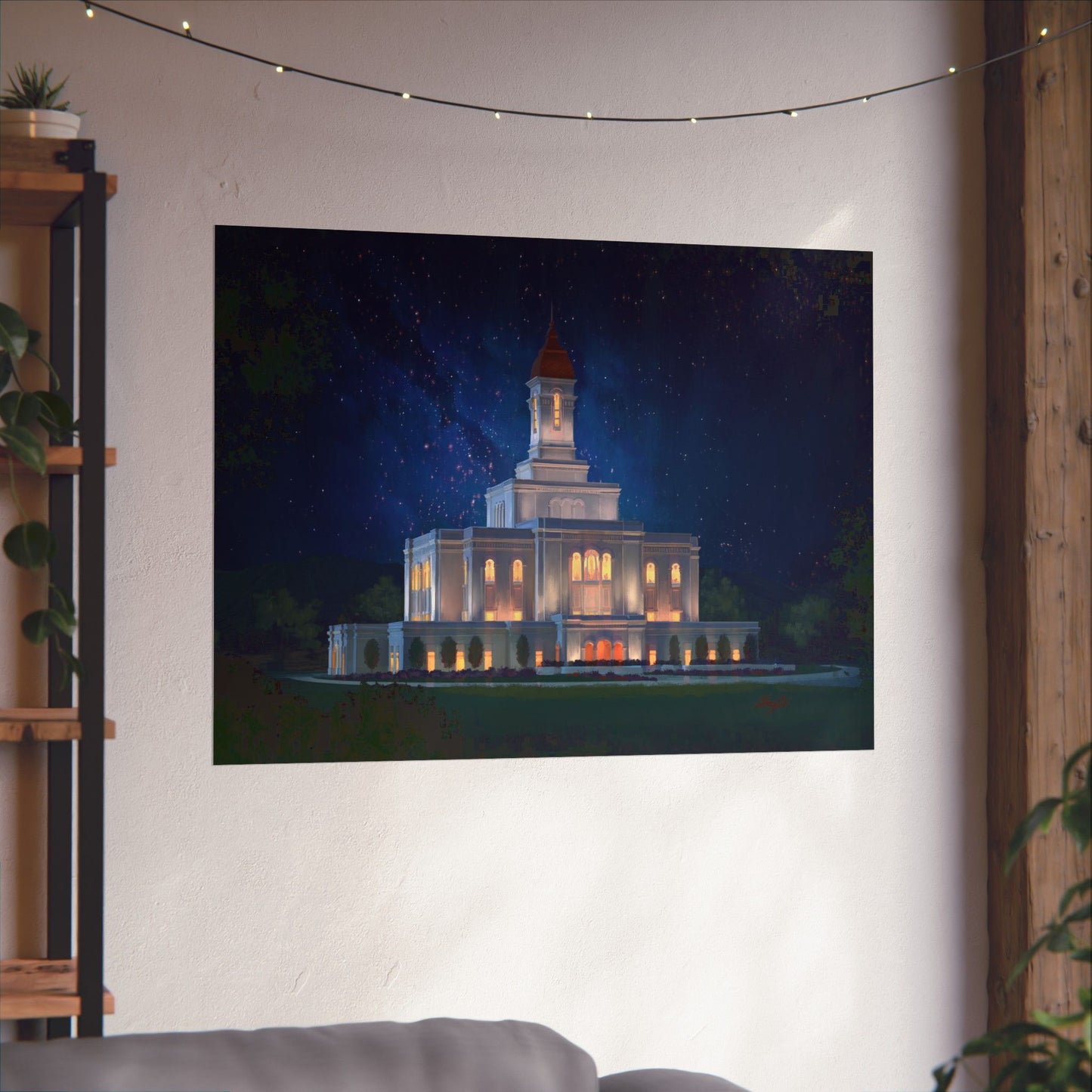 Premium Matte Print--Deseret Peak Temple--Night Sky, by Chaz Walgamott