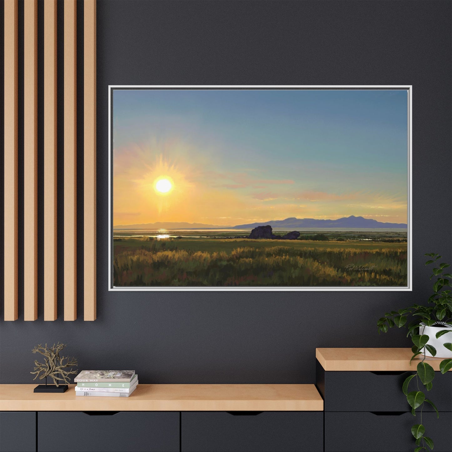Framed Matte Canvas Print — Adobe Rock Sunset by Rod Walgamott