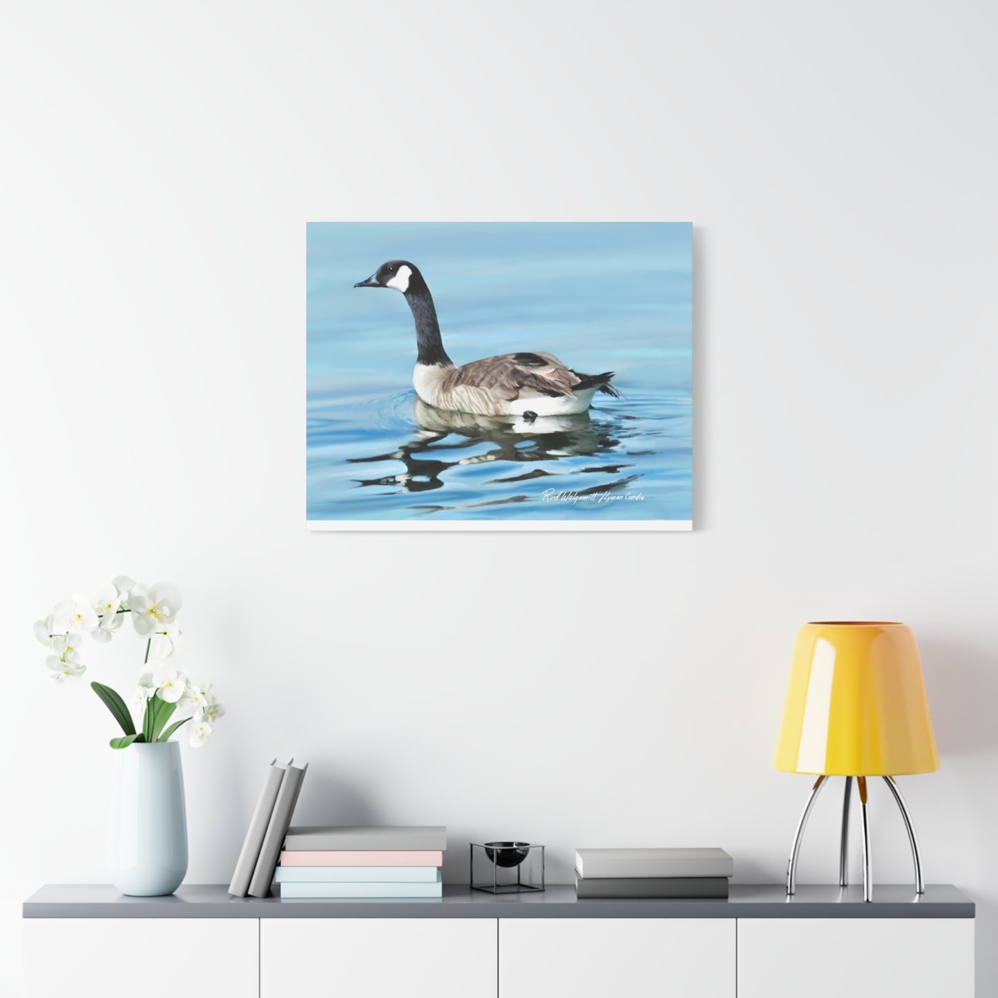 Canvas Gallery Wrap, Canada Goose on Stansbury Lake , by  Rod Walgamott