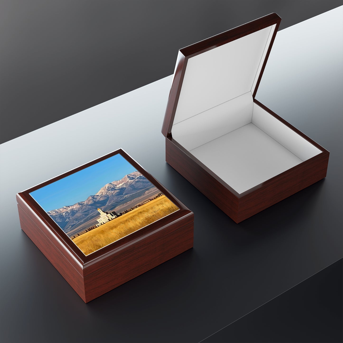 Jewelry Box featuring the Deseret Peak Temple and Deseret Peak, by Rod Walgamott