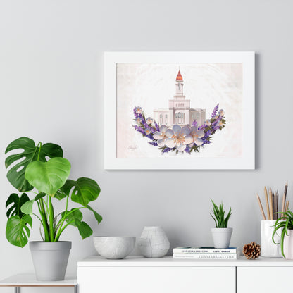 Premium Matte Print--Framed, Deseret Peak Temple--Floral Wreath, by Chaz Walgamott