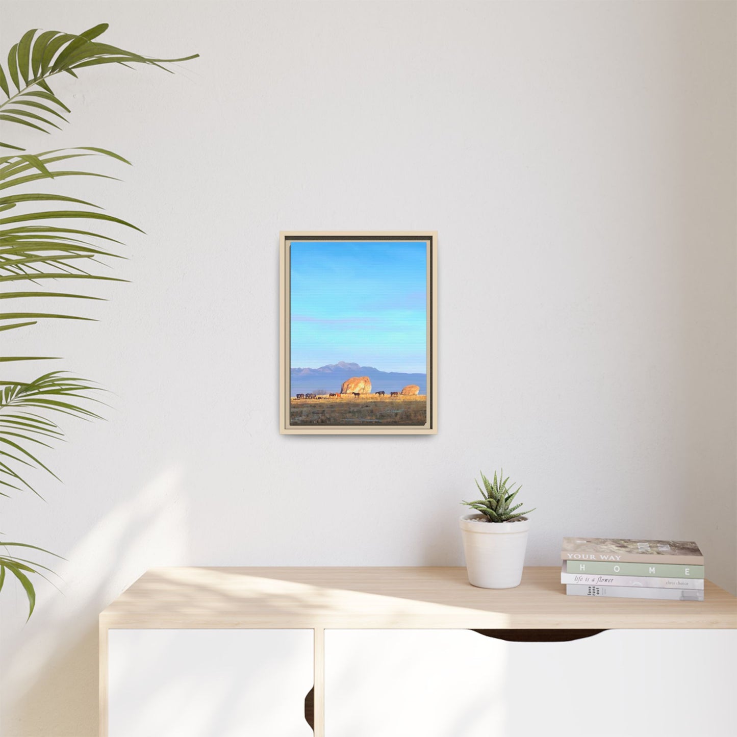 Framed Matte Canvas Print — Horses at Adobe by Rod Walgamott