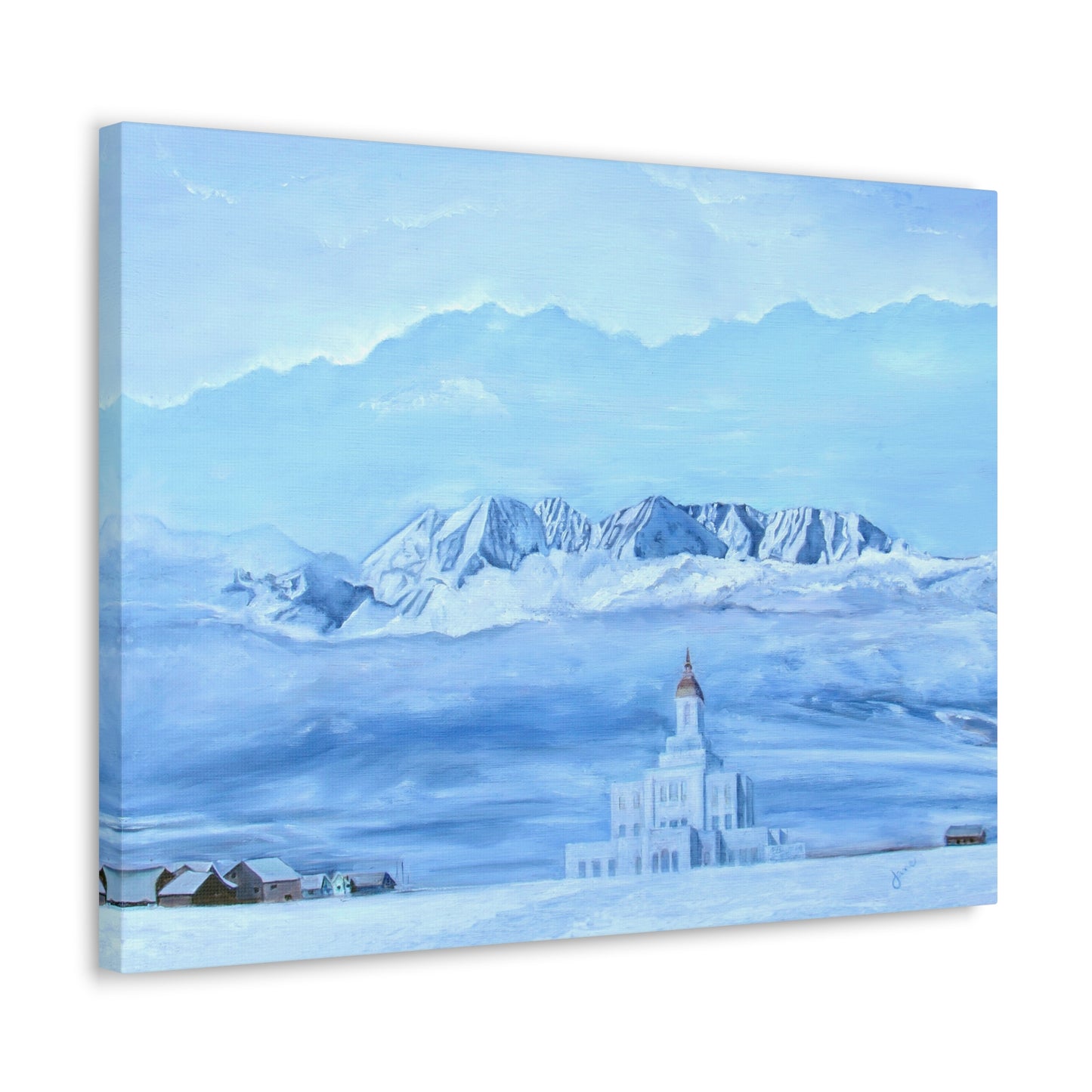 Deseret Peak Temple--Hope in the Bleak of Winter, by Jane Autry, Canvas Gallery Wrap