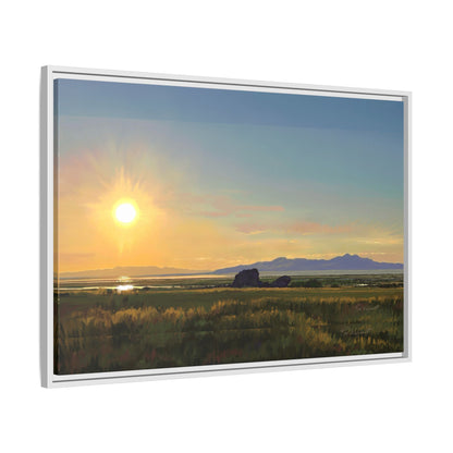 Framed Matte Canvas Print — Adobe Rock Sunset by Rod Walgamott