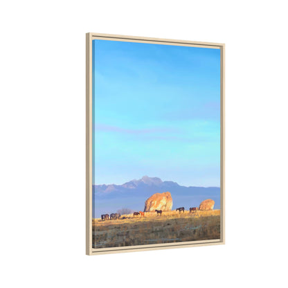 Framed Matte Canvas Print — Horses at Adobe by Rod Walgamott