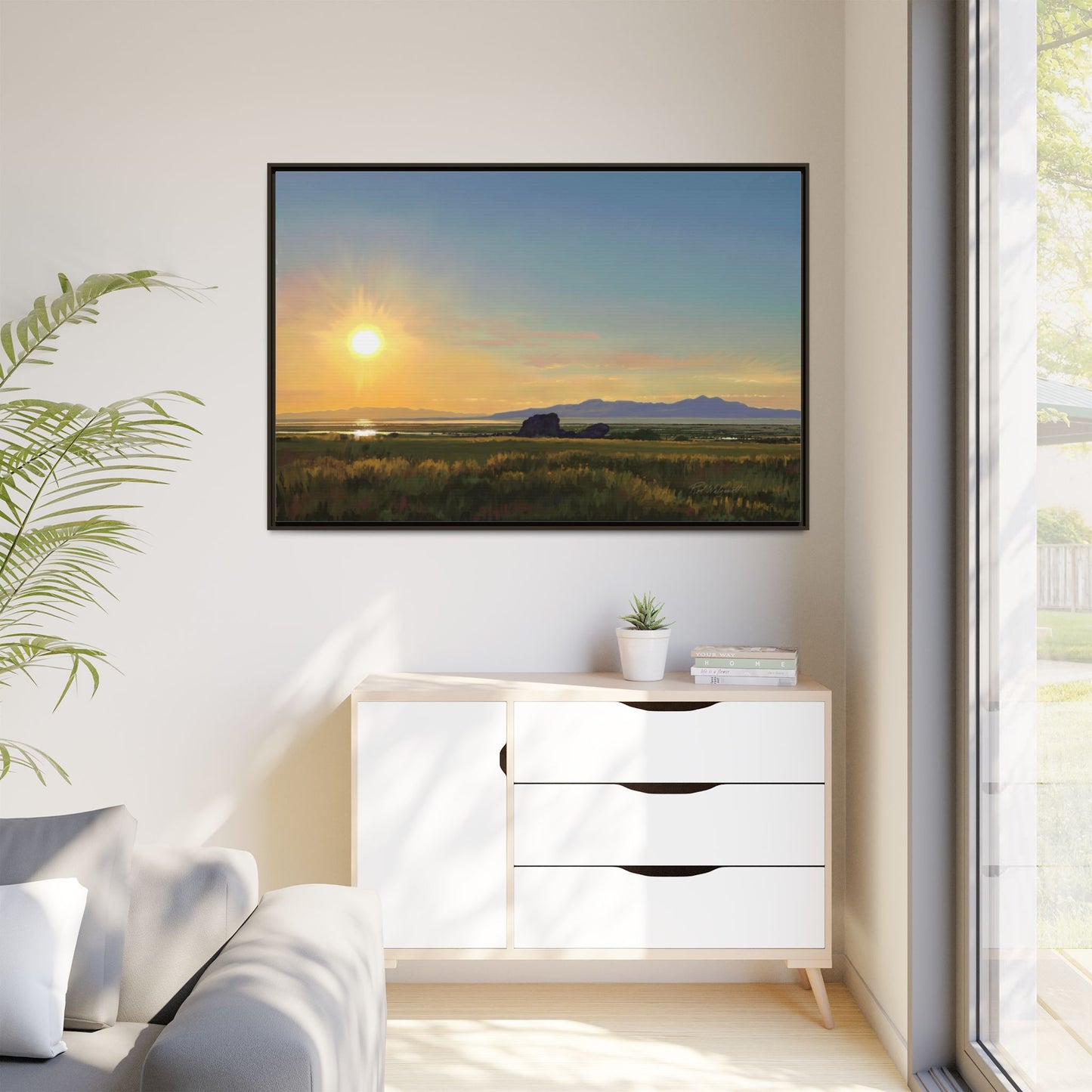 Framed Matte Canvas Print — Adobe Rock Sunset by Rod Walgamott