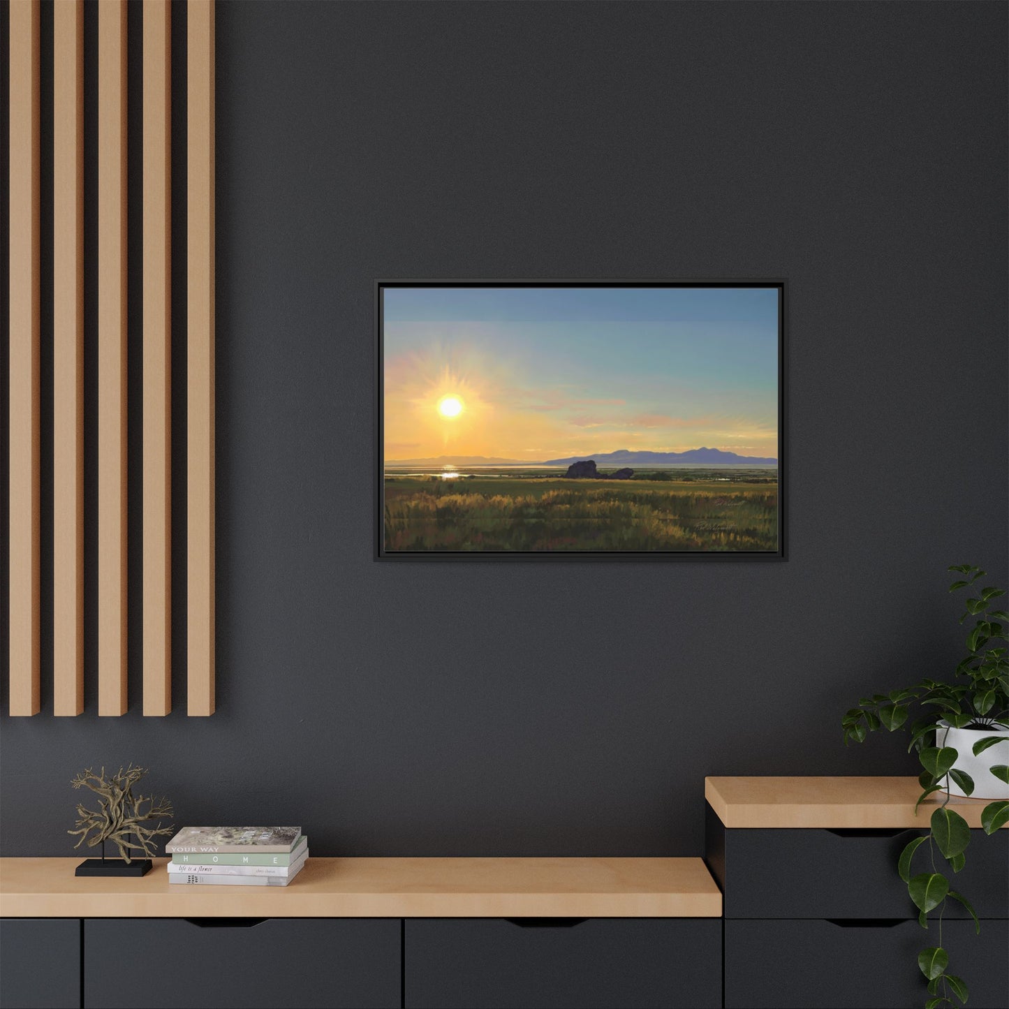 Framed Matte Canvas Print — Adobe Rock Sunset by Rod Walgamott