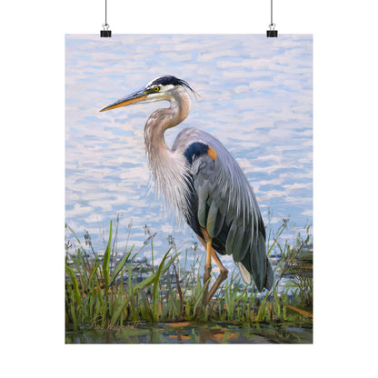 Premium Matte Print, Blue Heron at Stansbury Lake, by Rod Walgamott