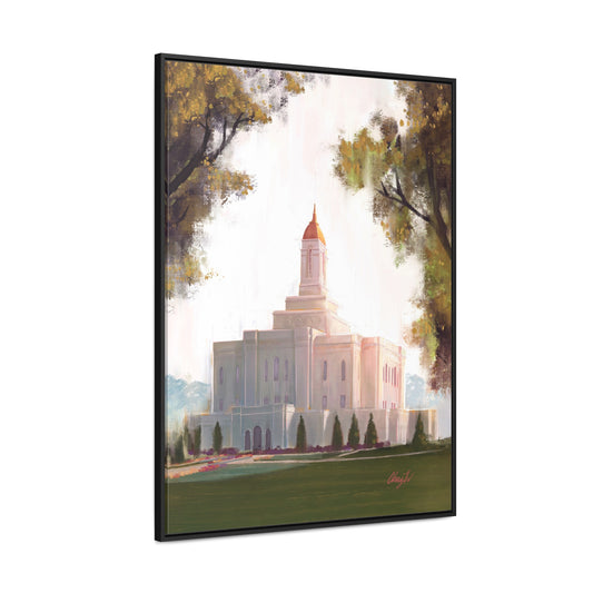 Framed canvas Wrap, Deseret Peak Temple, Golden D by Chaz Walgamott